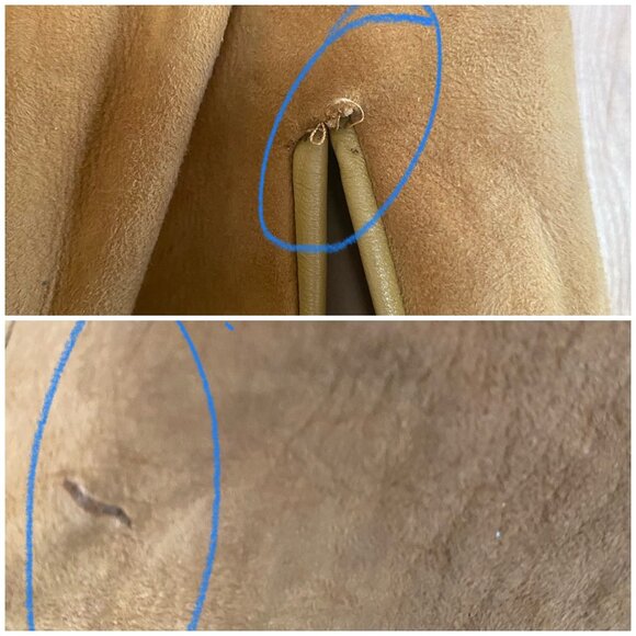 Vintage 70s Suede & Leather Tan Cape Coat Sz Small Retro Boho Mod w/FLAWS - Picture 9 of 16